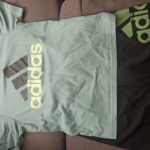 Adidas Mint Green Tee with Black Shorts